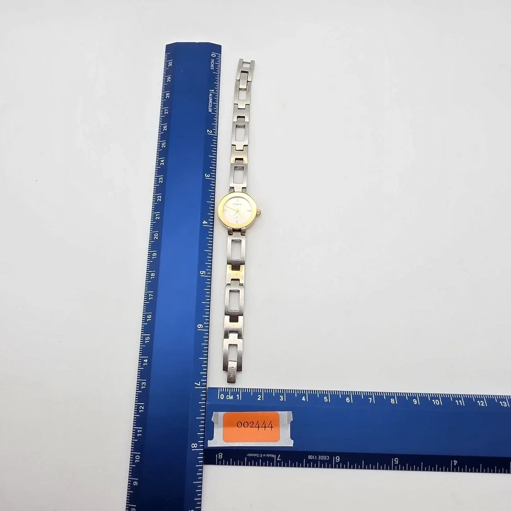 Vtg FOSSIL F2 Ladies Watch Gold & Silver Tone Bracelet  1 Extender New‎ Battery